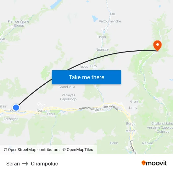 Seran to Champoluc map