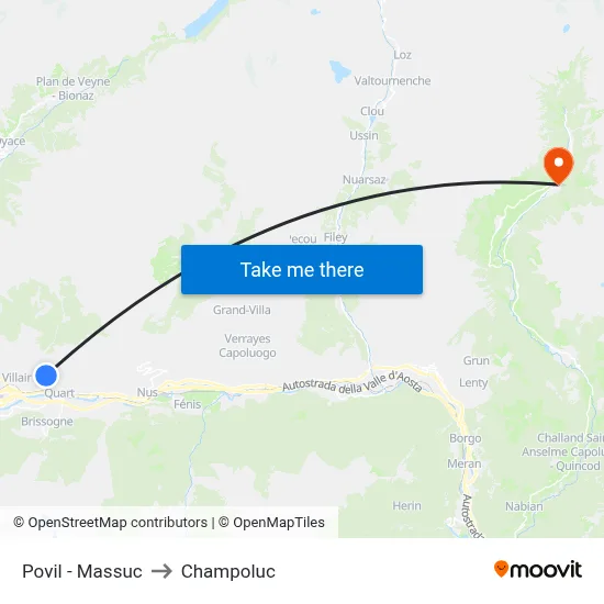 Povil - Massuc to Champoluc map
