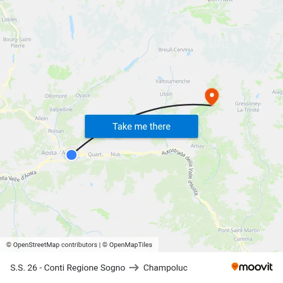 SS 26 - Conti Sogno Region to Champoluc map