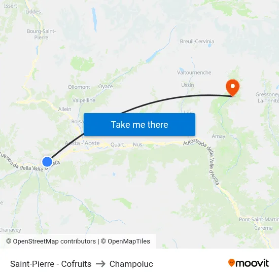 Saint-Pierre - Cofruits to Champoluc map