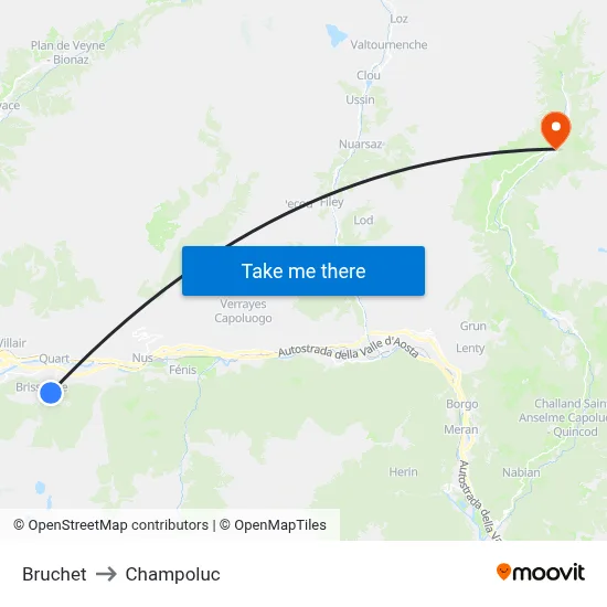 Bruchet to Champoluc map