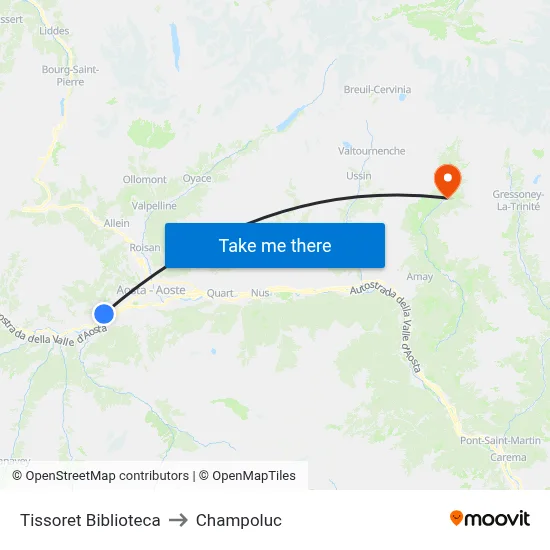 Tissoret Library to Champoluc map