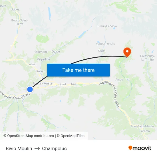 Moulin Junction to Champoluc map