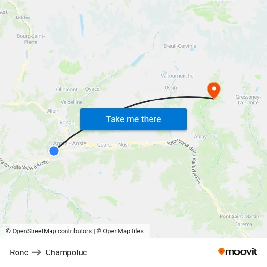 Ronc to Champoluc map