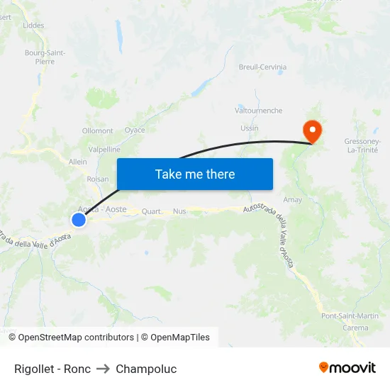 Rigollet - Ronc to Champoluc map