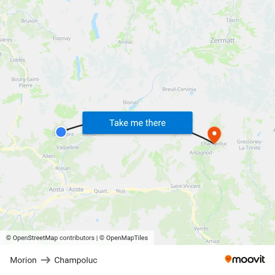 Morion to Champoluc map