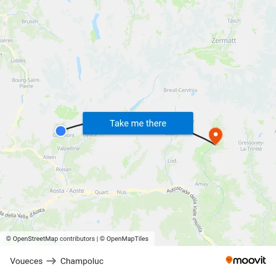 Voueces to Champoluc map