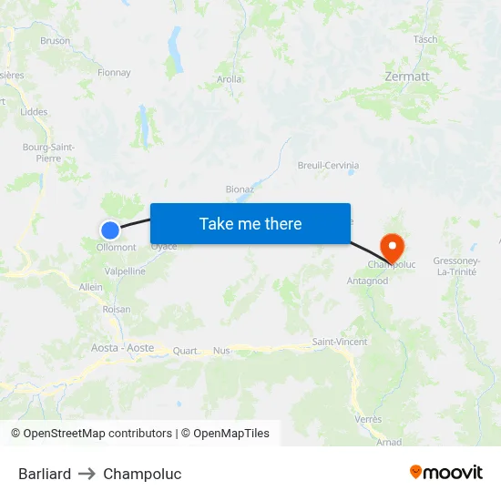 Barliard to Champoluc map