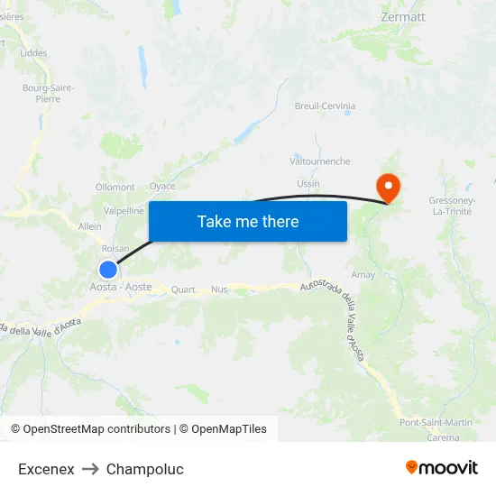 Excenex to Champoluc map