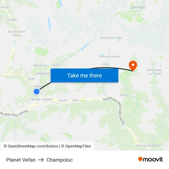 Planet Vefan to Champoluc map