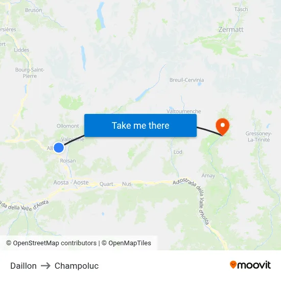 Daillon to Champoluc map