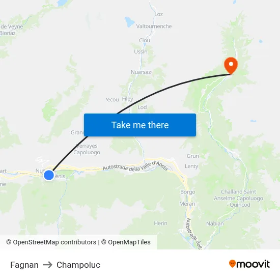 Fagnan to Champoluc map