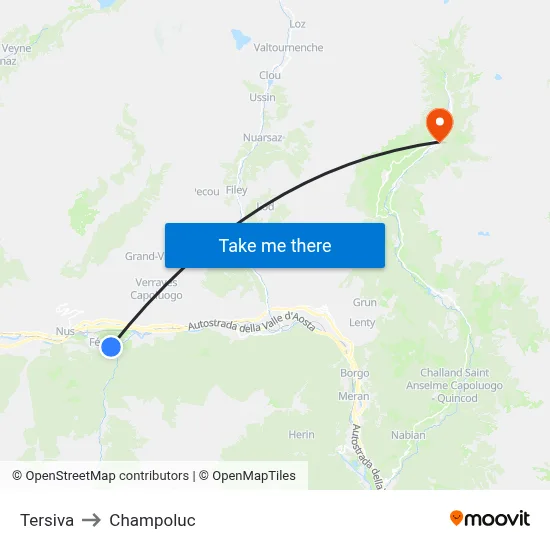 Tersiva to Champoluc map