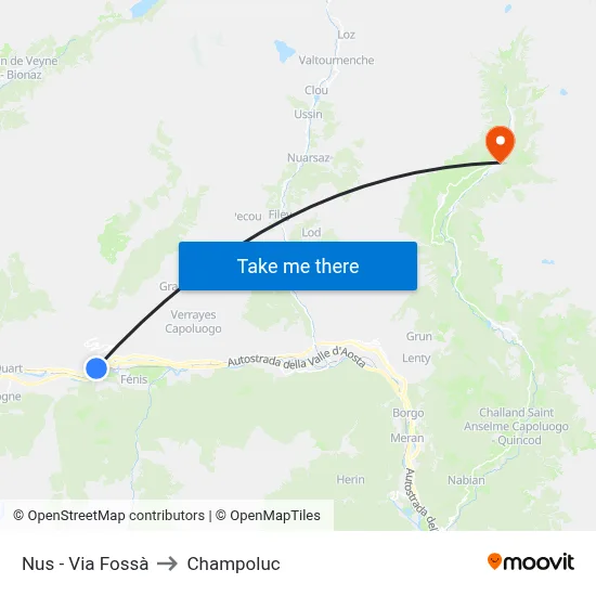 Nus - Fossà Street to Champoluc map