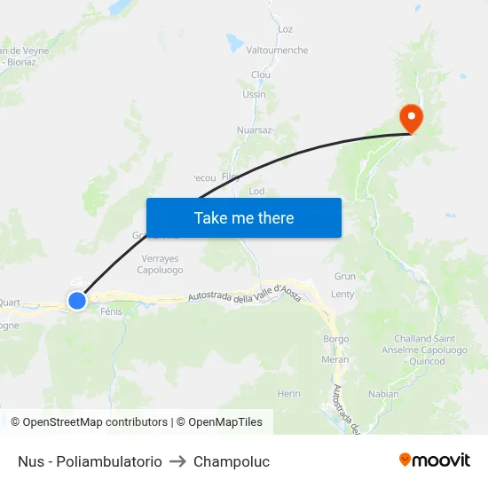 Nus - Medical Center to Champoluc map