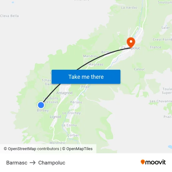 Barmasc to Champoluc map