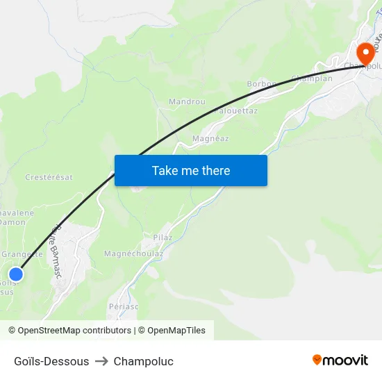 Goïls-Dessous to Champoluc map