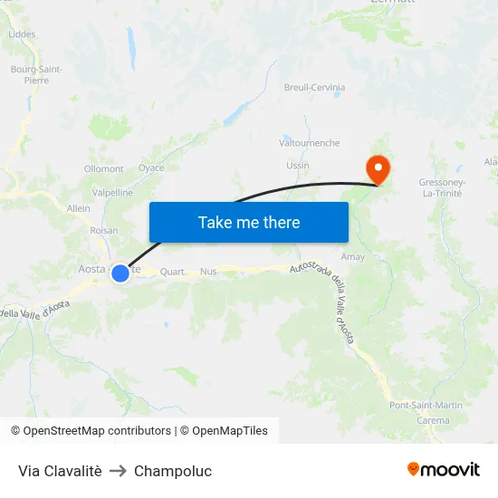 Via Clavalite to Champoluc map