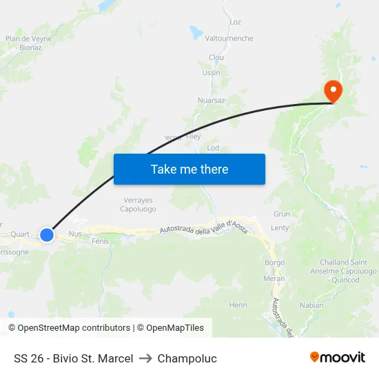 SS 26 - St. Marcel Junction to Champoluc map