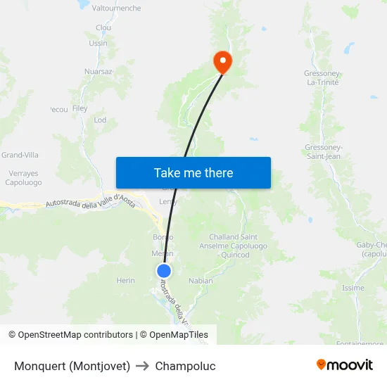 Monquert (Montjovet) to Champoluc map