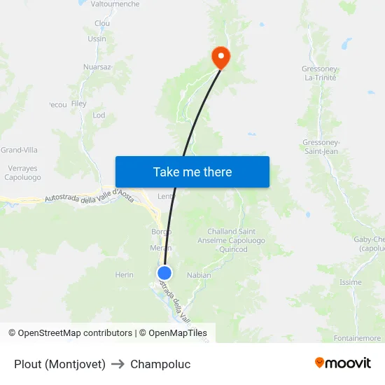 Plout (Montjovet) to Champoluc map