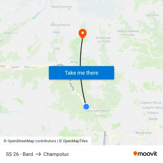 SS 26 - Bard to Champoluc map