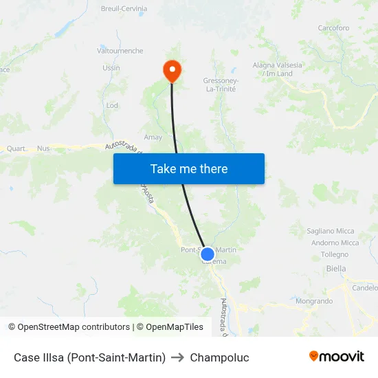 Case Illsa (Pont-Saint-Martin) to Champoluc map