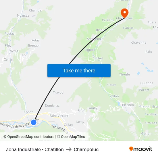 Industrial Zone - Chatillon to Champoluc map