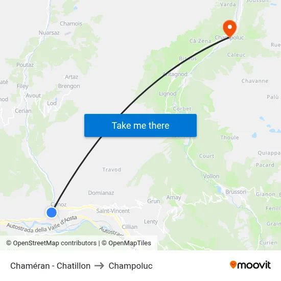 Chaméran - Chatillon to Champoluc map