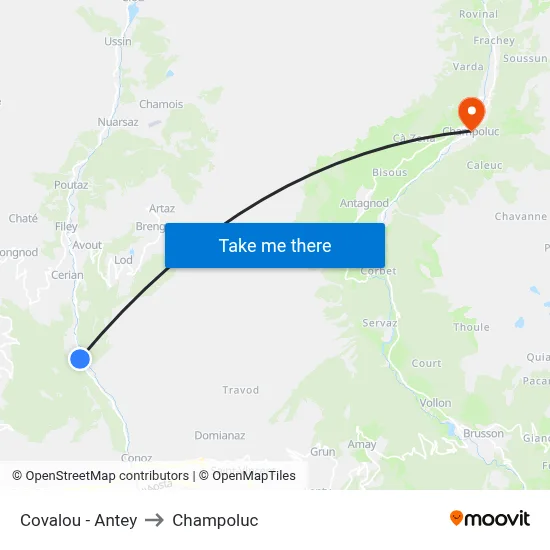 Covalou - Antey to Champoluc map