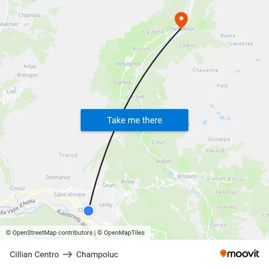 Cillian Center to Champoluc map