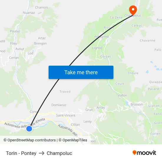 Torin - Pontey to Champoluc map