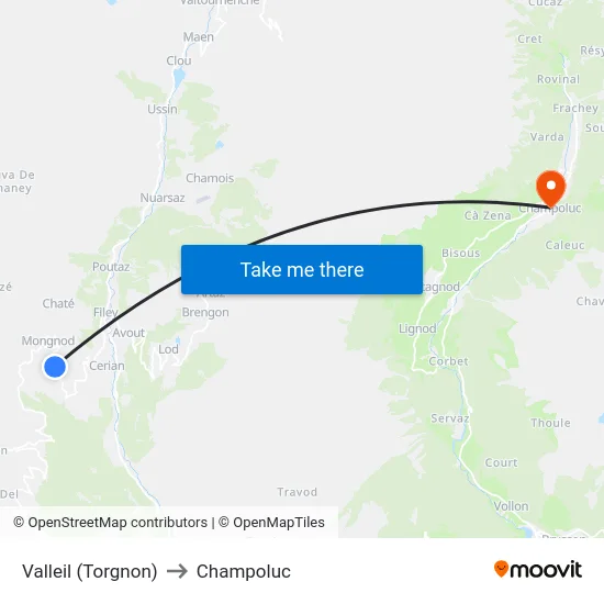 Valleil (Torgnon) to Champoluc map