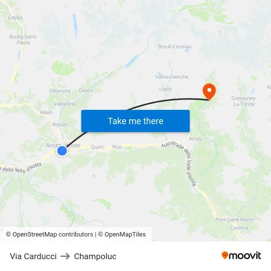 Via Carducci to Champoluc map