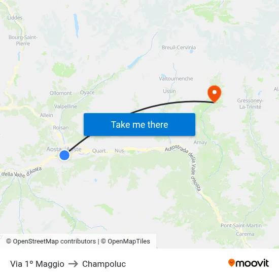 1st May Street to Champoluc map