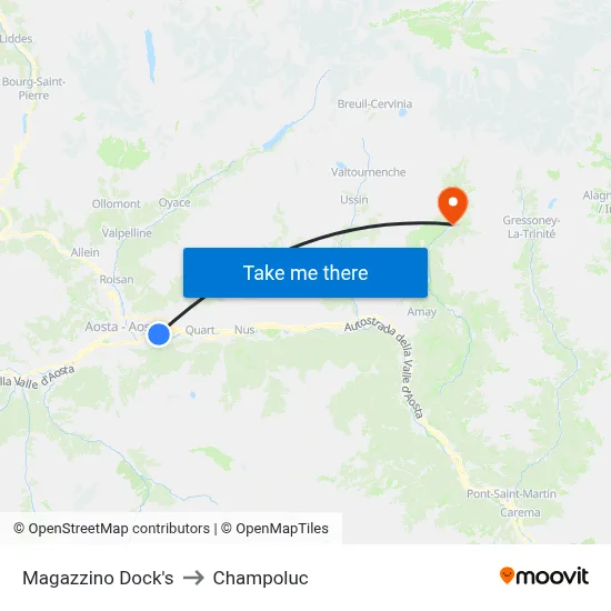 Dock's Warehouse to Champoluc map