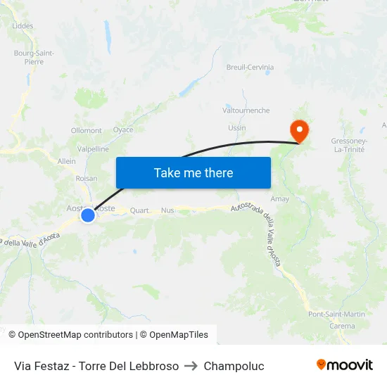 Festaz Street - Leper's Tower to Champoluc map