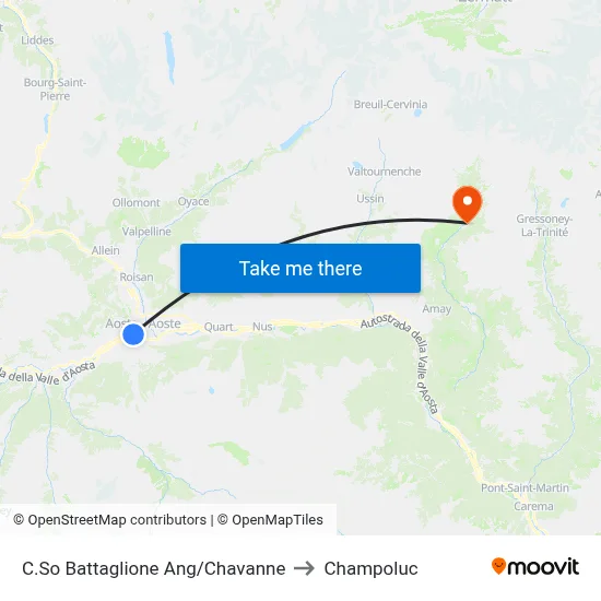 Battaglione Course Ang/Chavanne to Champoluc map