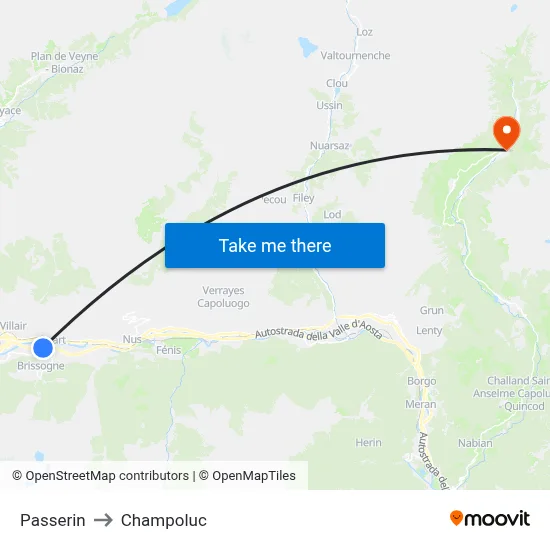 Passerin to Champoluc map