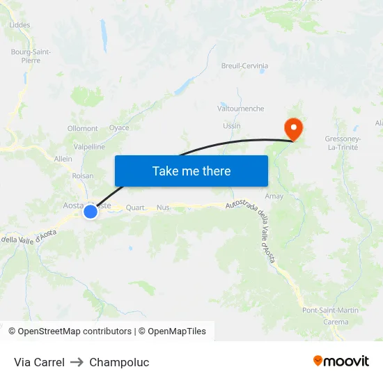 Via Carrel to Champoluc map