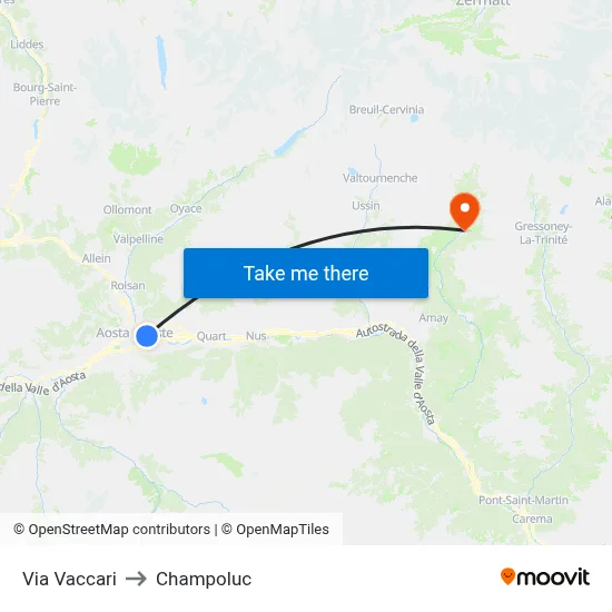 Vaccari Street to Champoluc map