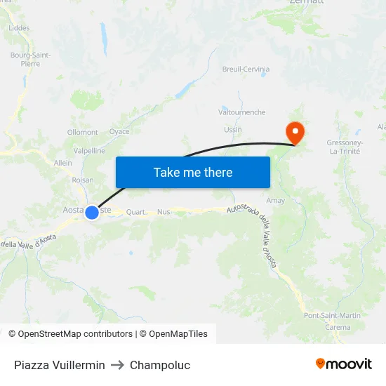 Vuillermin Square to Champoluc map