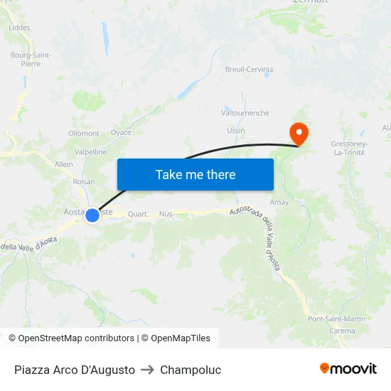 Arch of Augustus Square to Champoluc map