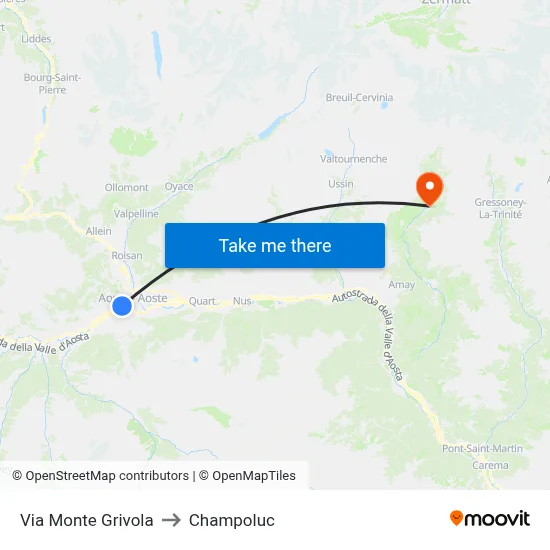 Monte Grivola Street to Champoluc map