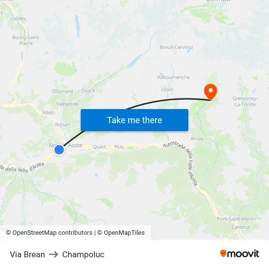 Brean Street to Champoluc map