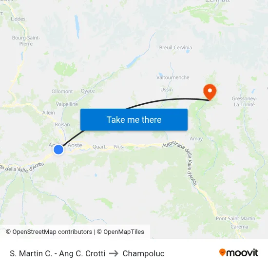 St. Martin C. - Ang C. Crotti to Champoluc map