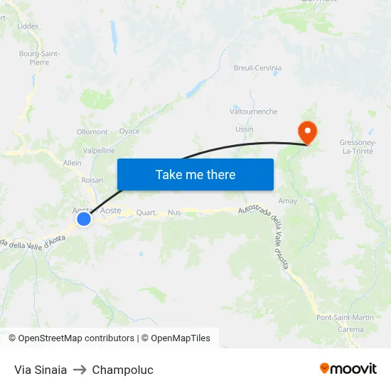 Sinaia Street to Champoluc map