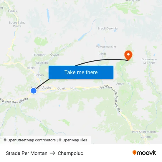 Montan Road to Champoluc map