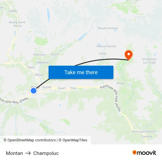 Montan to Champoluc map
