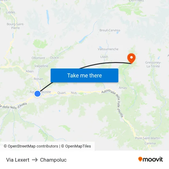 Lexert Street to Champoluc map